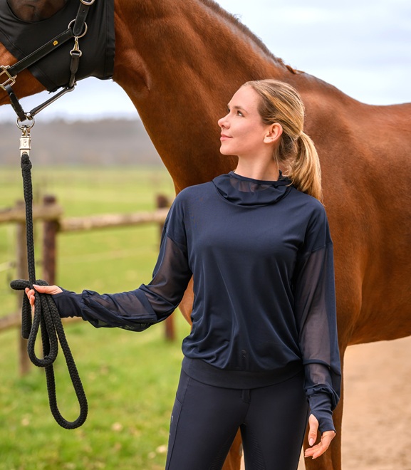MAGLIA TECNICA A RETE CON CAPPUCCIO Donna, Polo da allenamento 